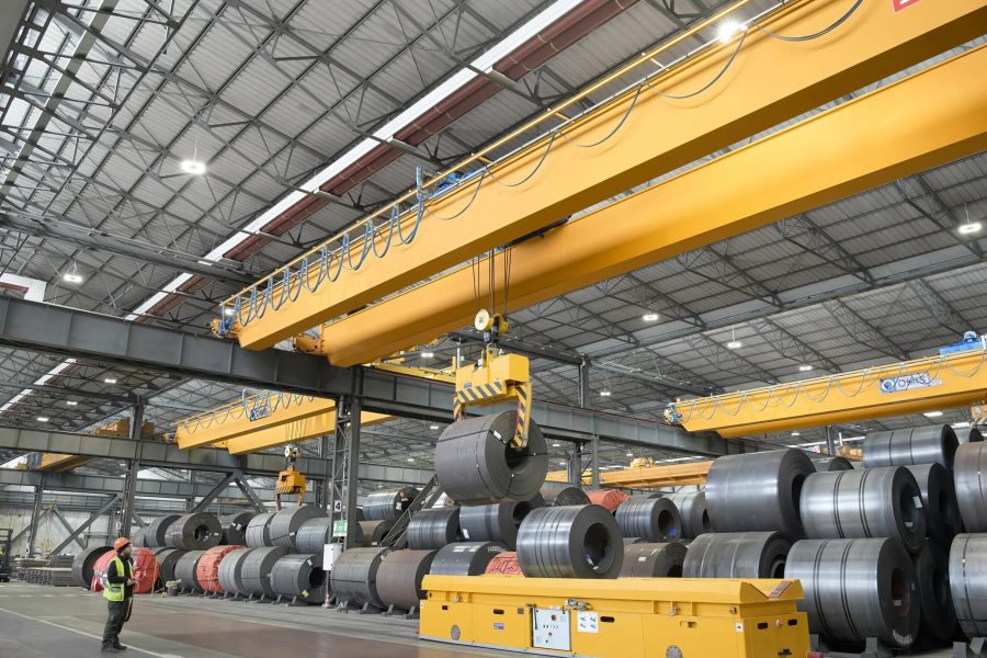Double Girder Overhead Crane for Steel Coil Handling Double Girder Overhead Crane for Steel Coil Handling