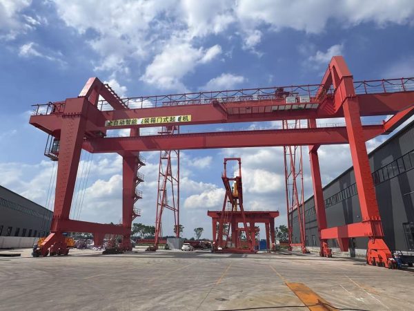 Full Gantry Crane Full gantry crane assembling large ship sections in shipyard