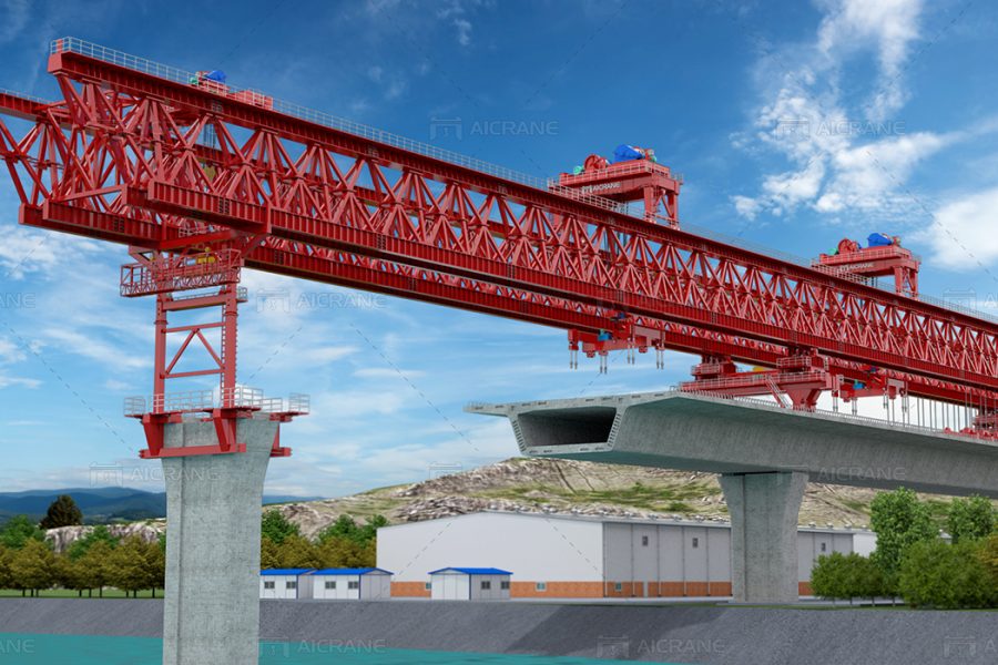 Launching gantry working on bridge site