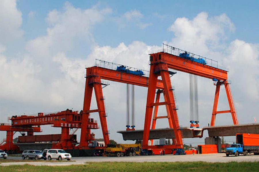 Steel gantry frame structure for bridge construction crane