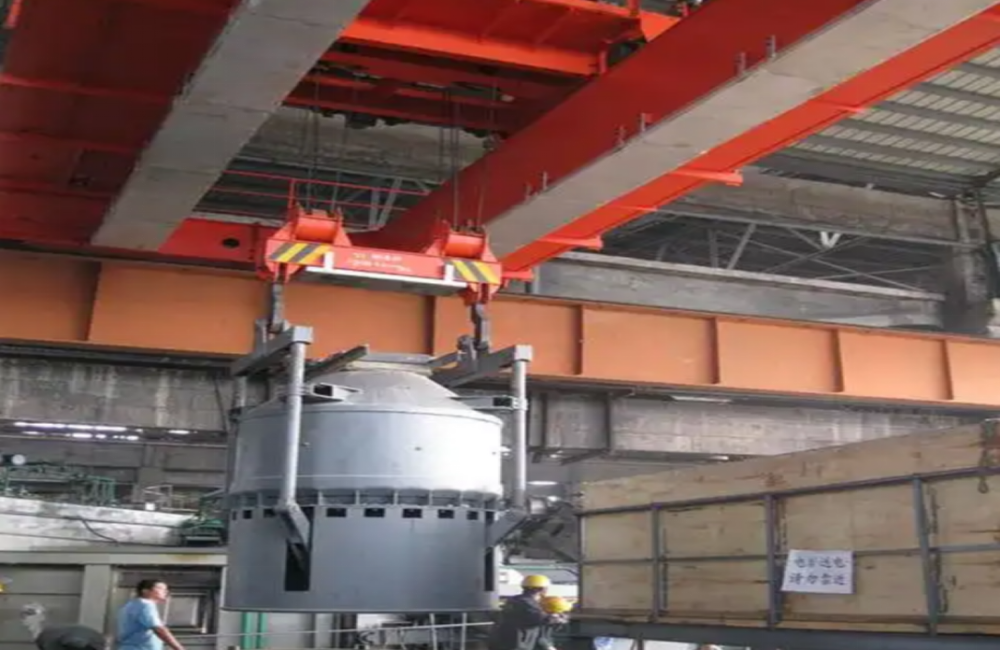 metallurgical overhead crane for molten steel ladle handling